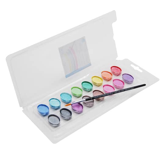 12 Pack: Metallic 16 Color Washable Watercolor Paint Pan Set by Creatology&#x2122;